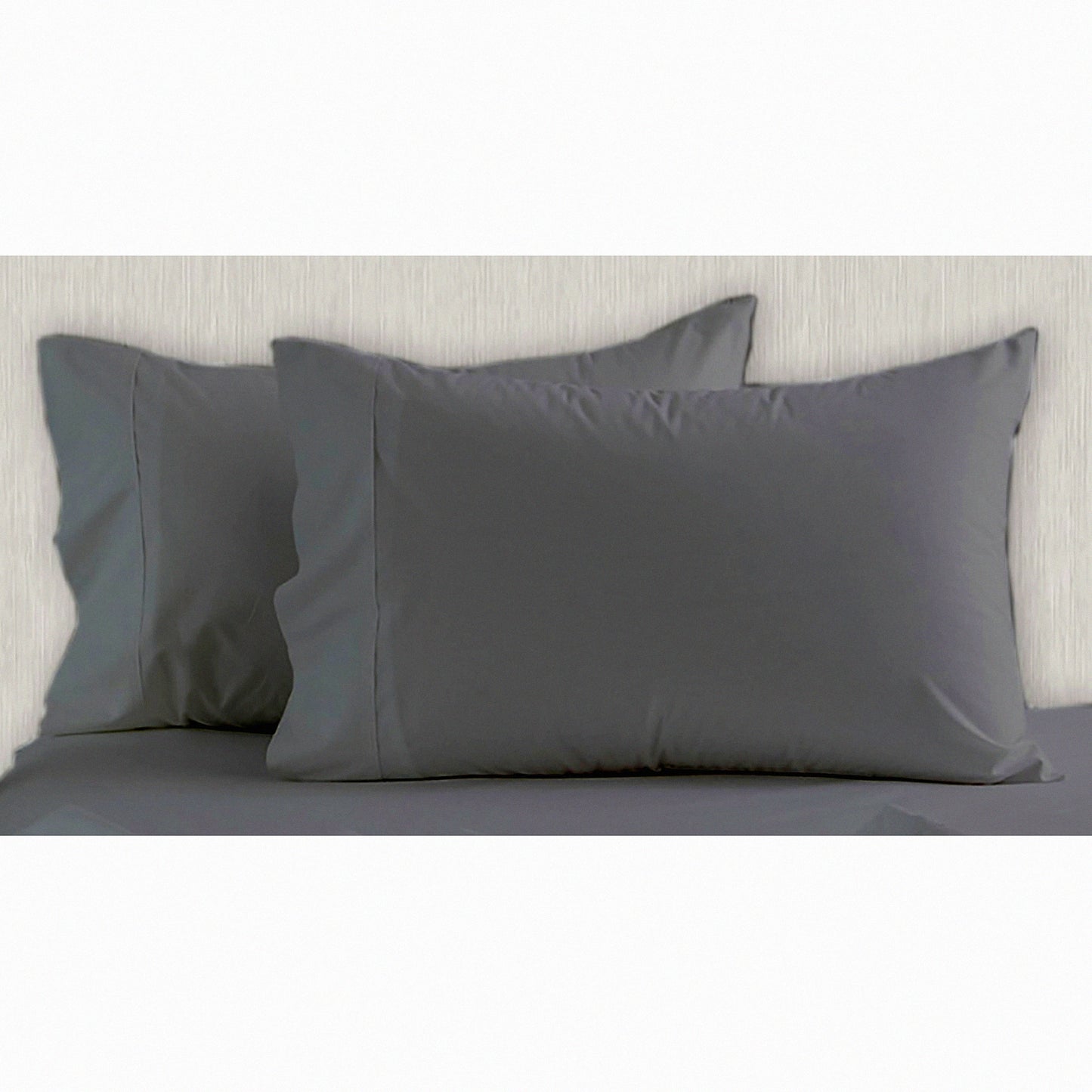 Luxury Comfort 400 Thread Count Cotton Sateen Pillowcases - Set of 2, Stylish Hem, Soft & Cozy Ash Grey Bedding, Standard Size Pillows