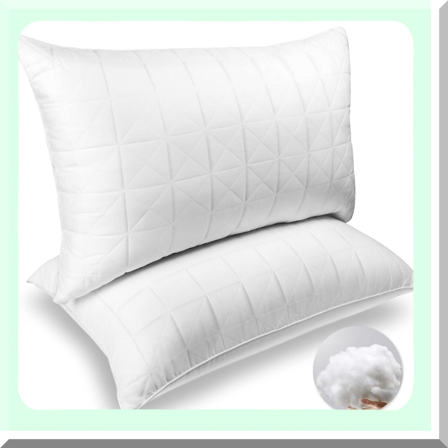 CoolDream Standard Size Cooling Bed Pillows Set of 2 - Premium Down Alternative White Bedding for Back, Stomach, Side Sleepers - 20 x 26 Sleeping Pillow