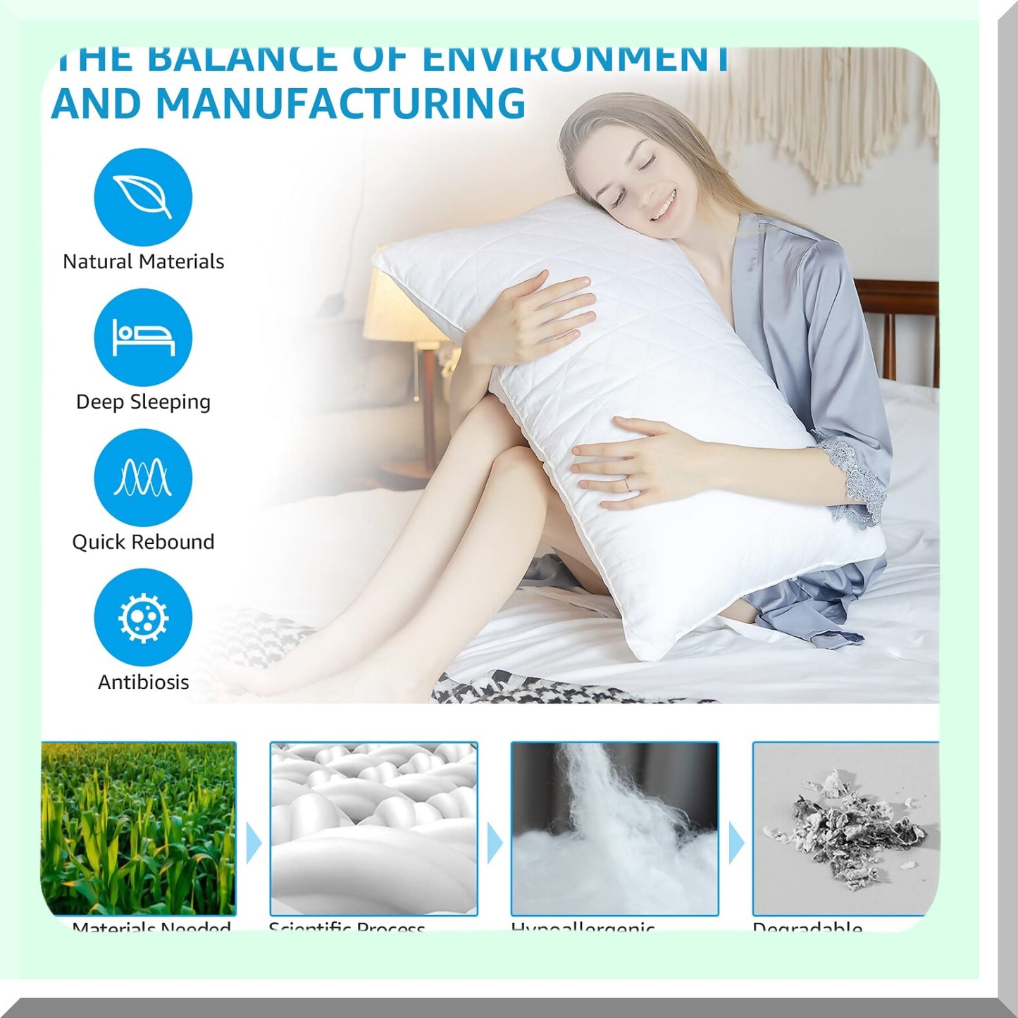 CoolDream Standard Size Cooling Bed Pillows Set of 2 - Premium Down Alternative White Bedding for Back, Stomach, Side Sleepers - 20 x 26 Sleeping Pillow