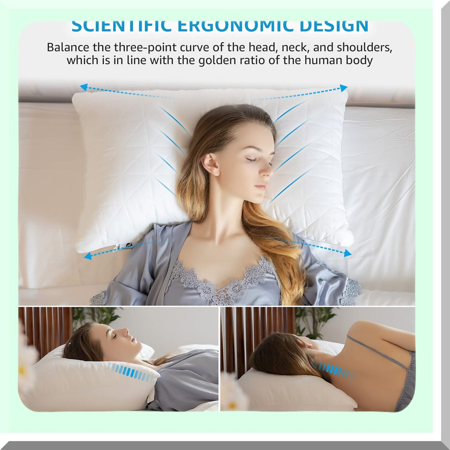 CoolDream Standard Size Cooling Bed Pillows Set of 2 - Premium Down Alternative White Bedding for Back, Stomach, Side Sleepers - 20 x 26 Sleeping Pillow
