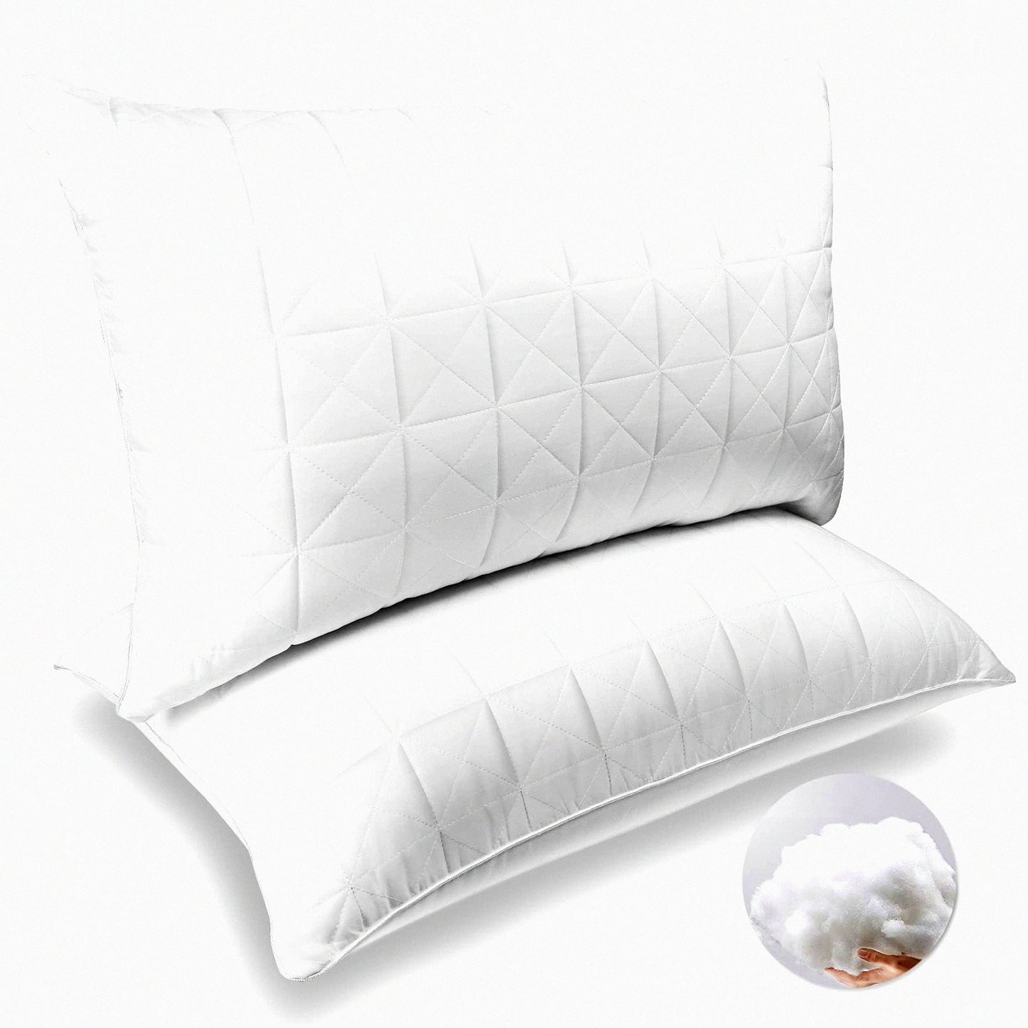 CoolDream Standard Size Cooling Bed Pillows Set of 2 - Premium Down Alternative White Bedding for Back, Stomach, Side Sleepers - 20 x 26 Sleeping Pillow