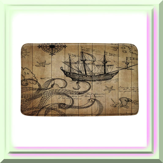 Nautical Octopus Bath Mat 18x30 inch