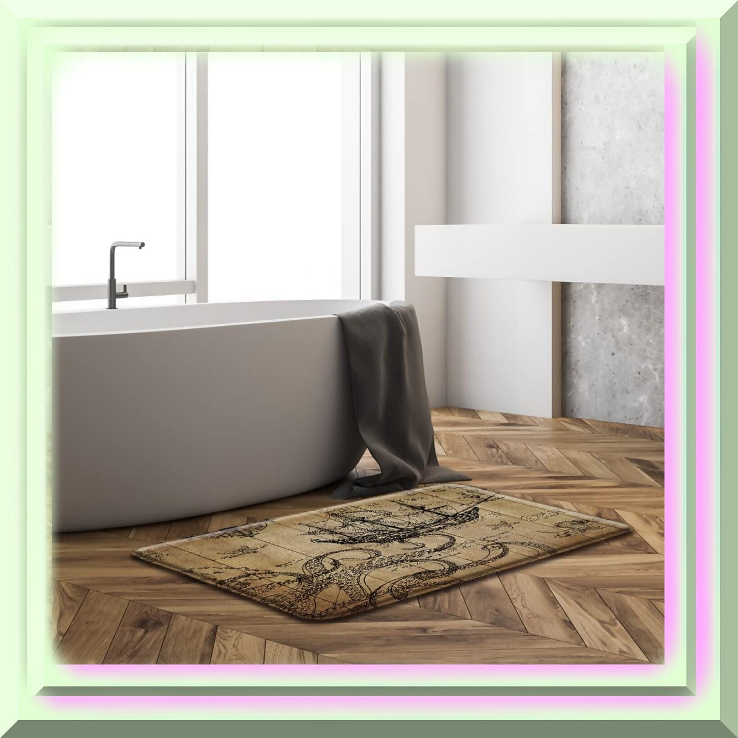 Nautical Octopus Bath Mat 18x30 inch