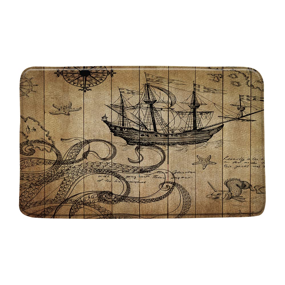 Nautical Octopus Bath Mat 18x30 inch