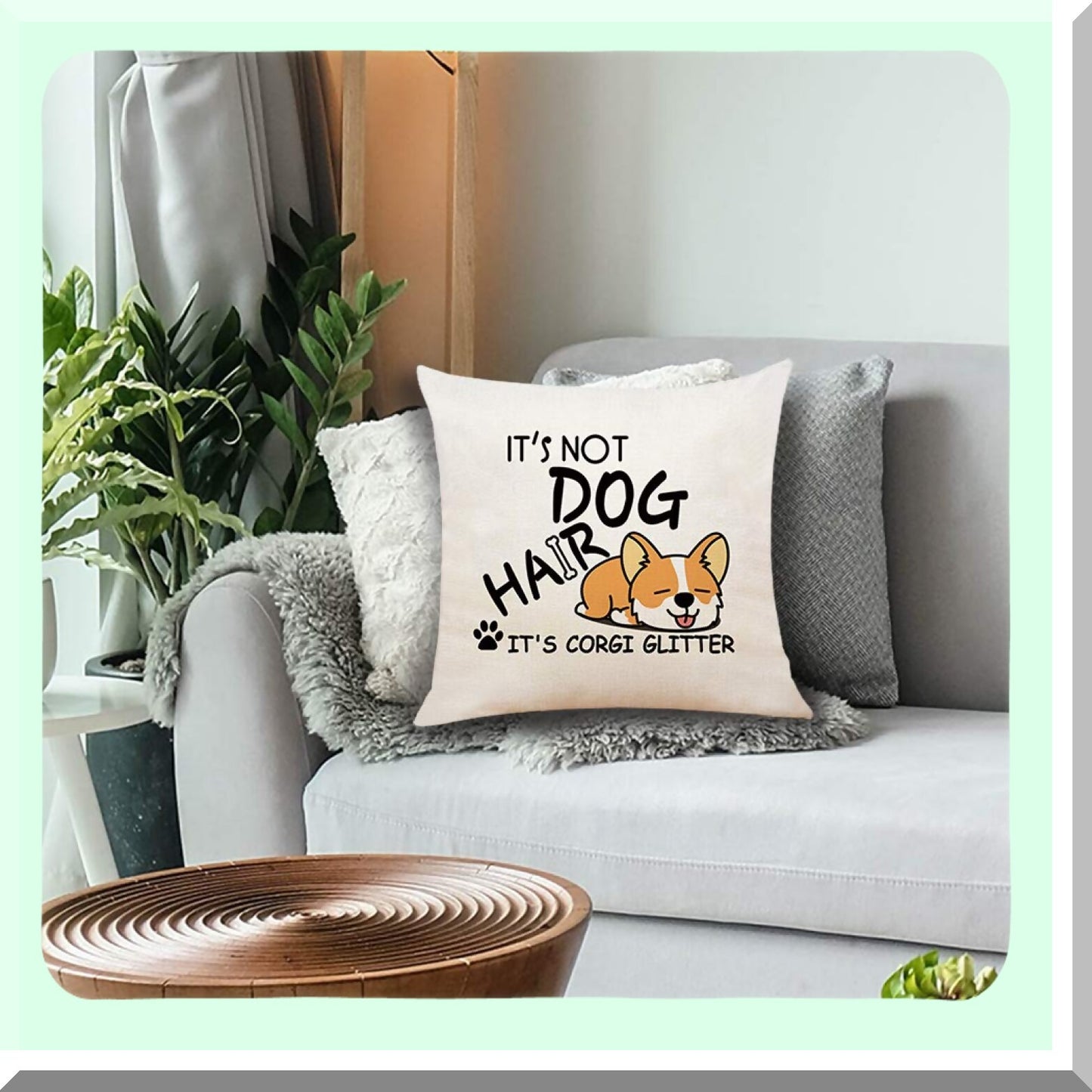 Corgi Glitter Funny Quote Throw Pillow - Cute Corgi Gifts for Sofa Bed Home Decor - 18 x 18 Inch Cushion Case - Corgi Lovers Cotton Linen Cover