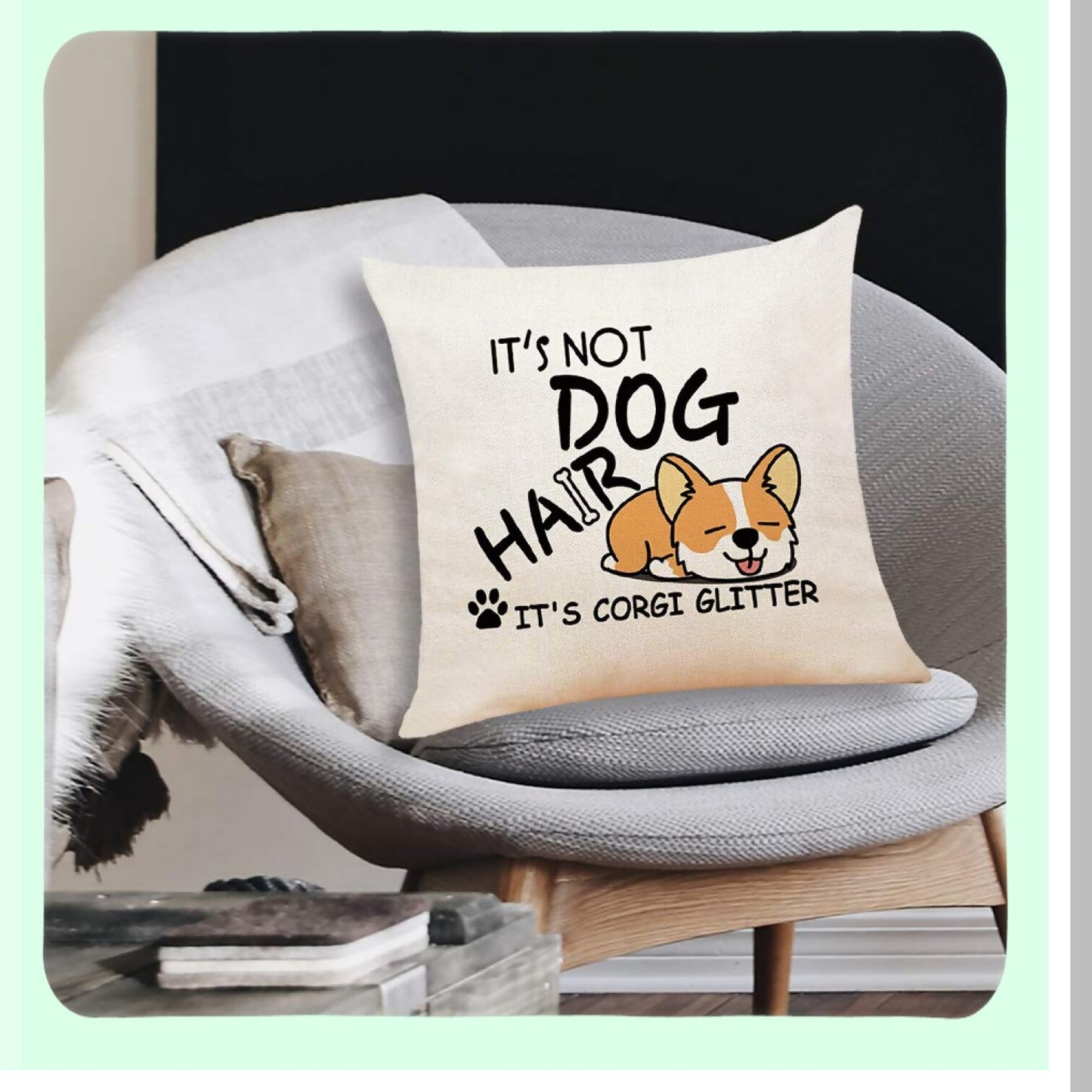 Corgi Glitter Funny Quote Throw Pillow - Cute Corgi Gifts for Sofa Bed Home Decor - 18 x 18 Inch Cushion Case - Corgi Lovers Cotton Linen Cover