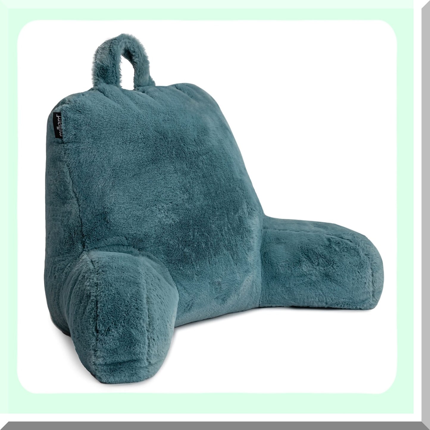 MemoryFoam Comfort Rest Pillow - Back Support Reading Cushion with Removable Cover - 18x15 inches - Blue - Sit & Relax in Bed with Ease