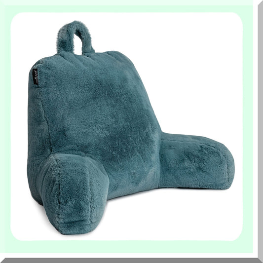MemoryFoam Comfort Rest Pillow - Back Support Reading Cushion with Removable Cover - 18x15 inches - Blue - Sit & Relax in Bed with Ease