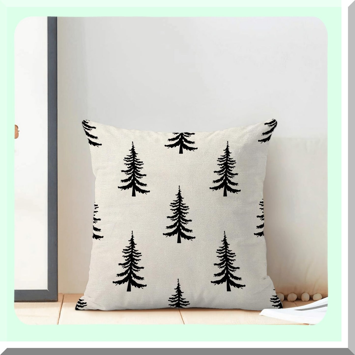 Winter Wonderland Tree Pillow Covers - Set of 2 18x18 Inch White Black Throw Pillows for Xmas Holiday Decorations. Perfect for Couch or Bed!