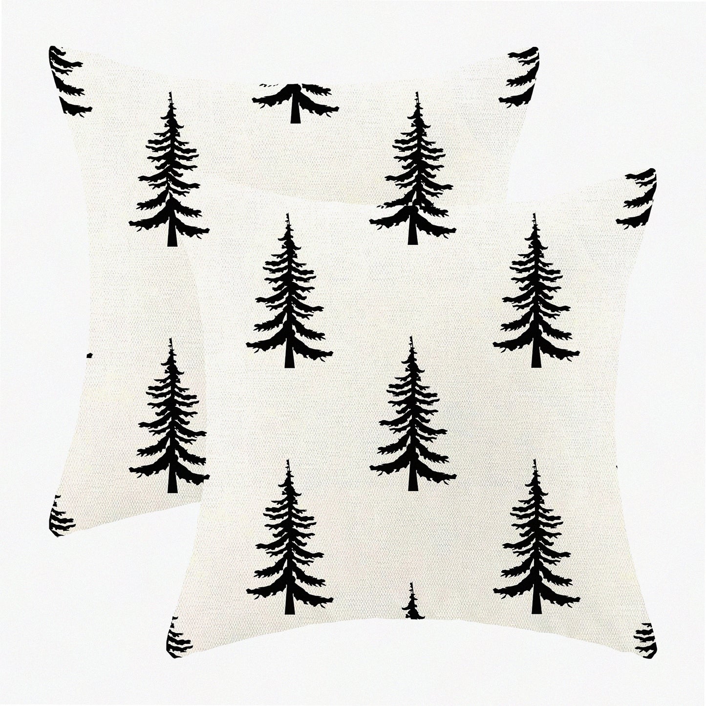 Winter Wonderland Tree Pillow Covers - Set of 2 18x18 Inch White Black Throw Pillows for Xmas Holiday Decorations. Perfect for Couch or Bed!