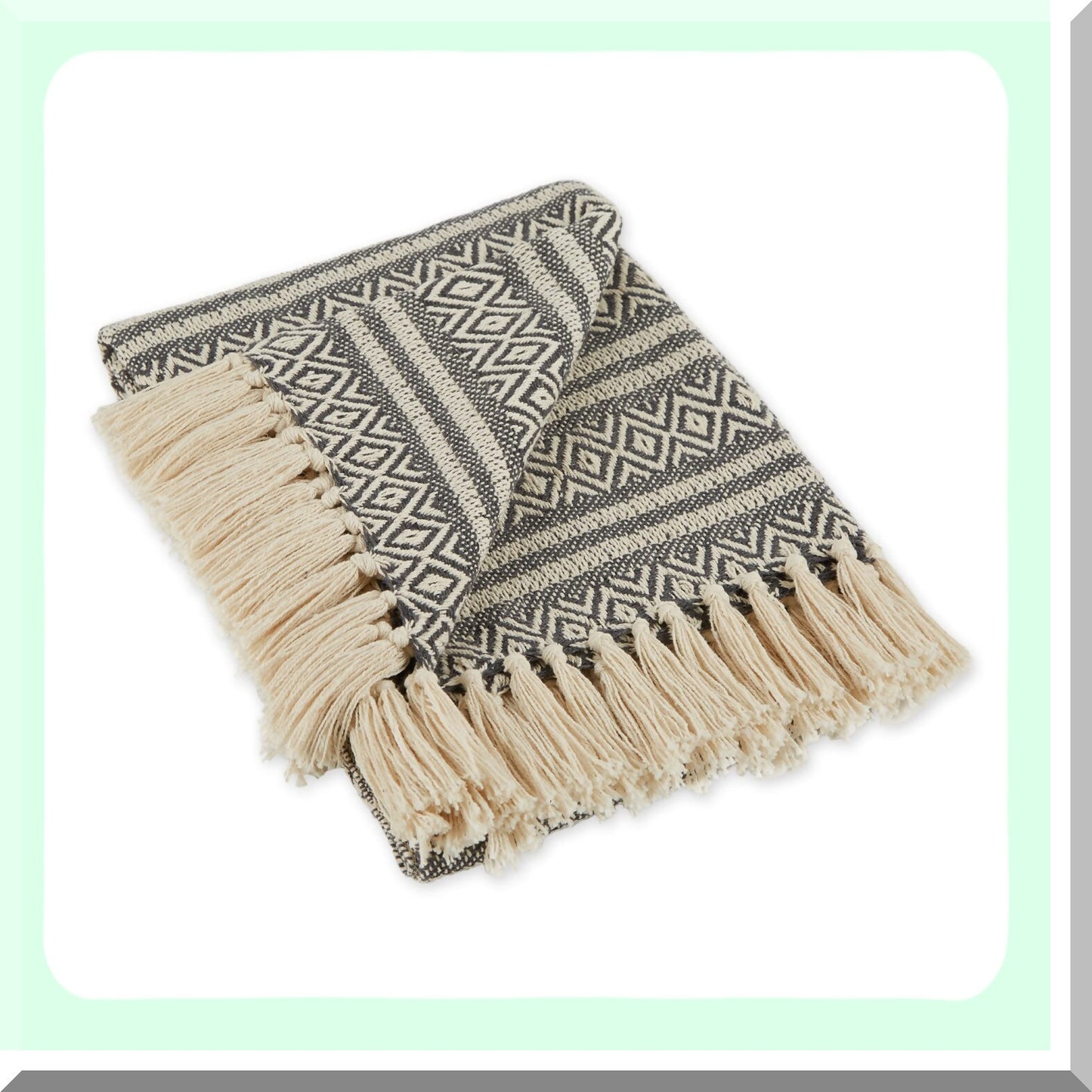CozyRustic Cotton Stripe Blanket Throw - Perfect for Chair, Couch, Picnic, Camping, Beach, Everyday Use, 50x60 with Fringe
