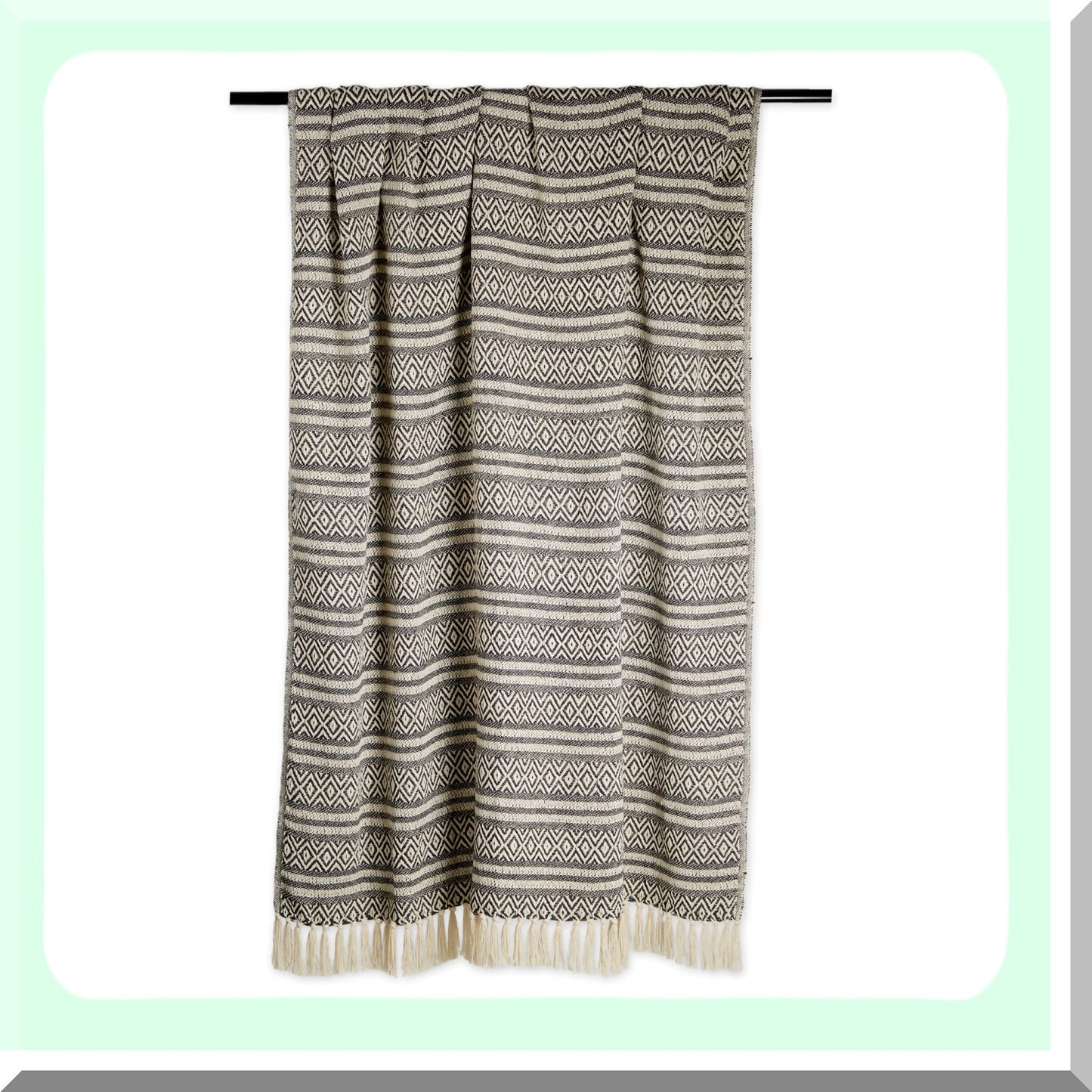 CozyRustic Cotton Stripe Blanket Throw - Perfect for Chair, Couch, Picnic, Camping, Beach, Everyday Use, 50x60 with Fringe
