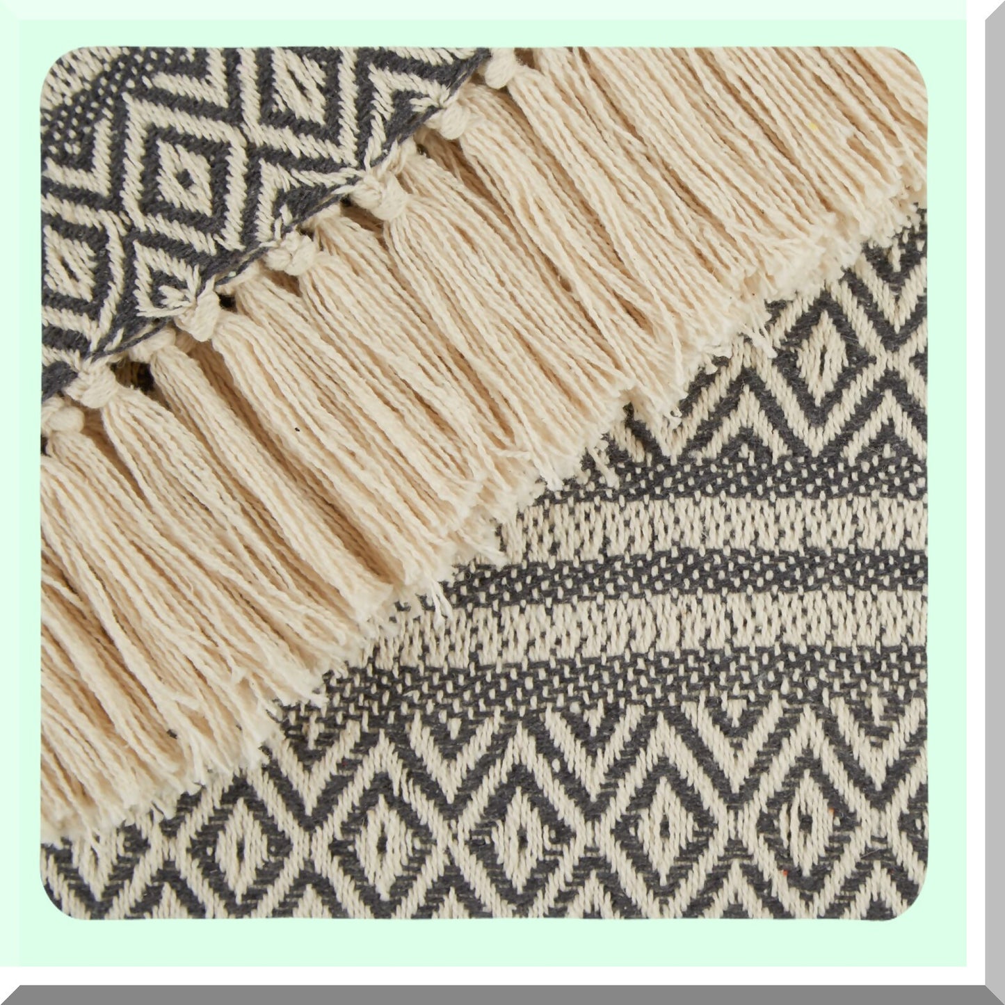 CozyRustic Cotton Stripe Blanket Throw - Perfect for Chair, Couch, Picnic, Camping, Beach, Everyday Use, 50x60 with Fringe