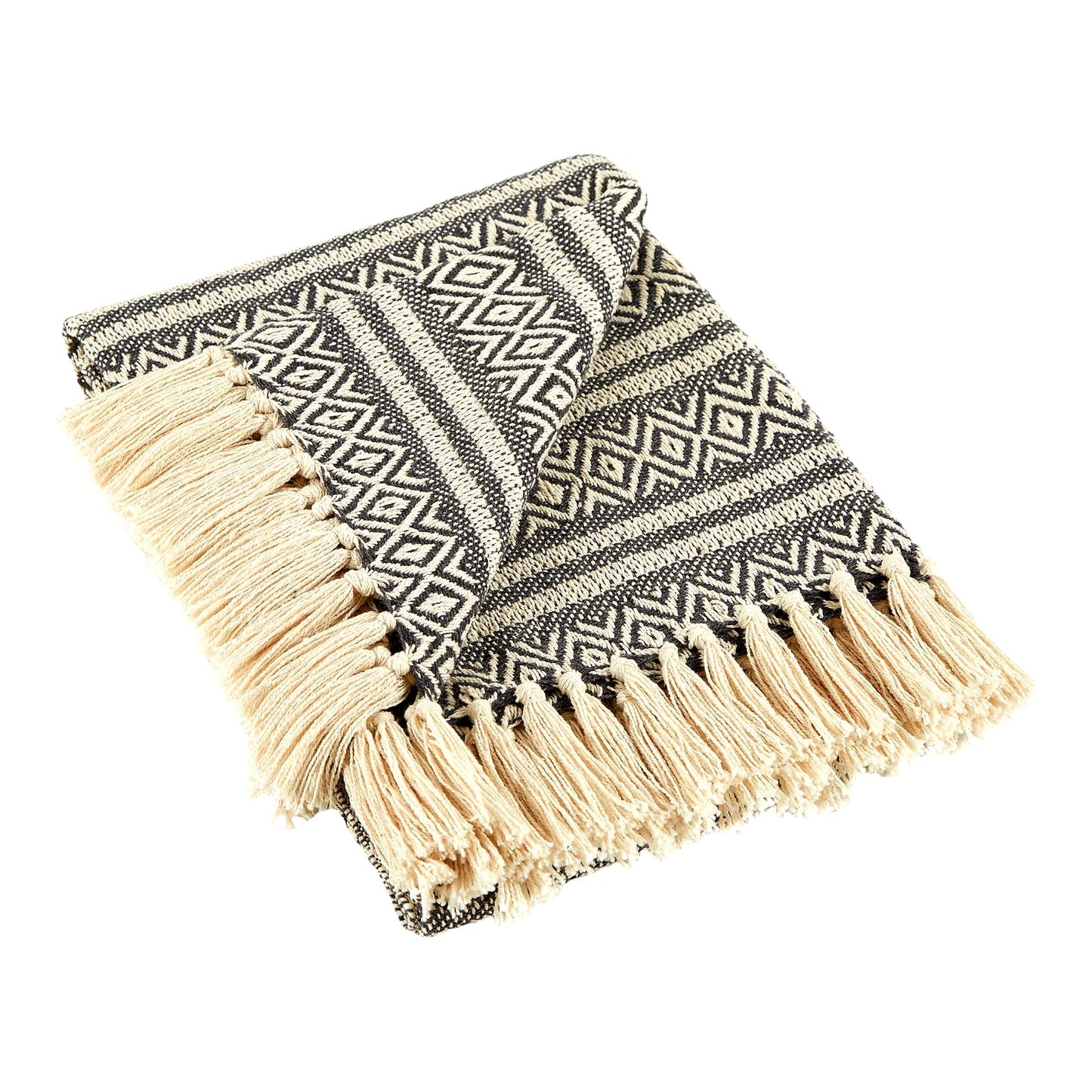 CozyRustic Cotton Stripe Blanket Throw - Perfect for Chair, Couch, Picnic, Camping, Beach, Everyday Use, 50x60 with Fringe