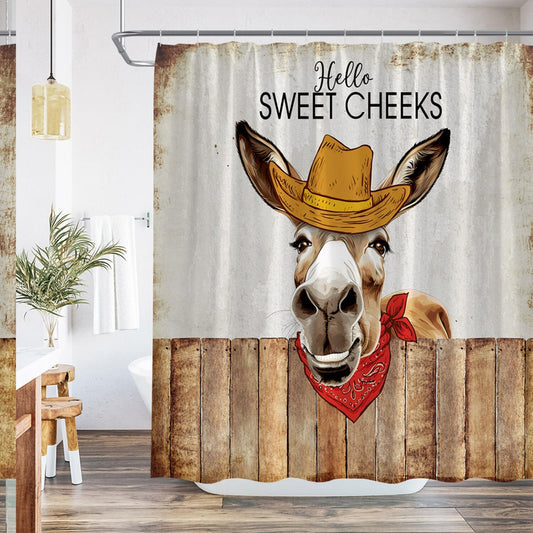Funny Donkey Shower Curtain 70x70 Inch with Hooks
