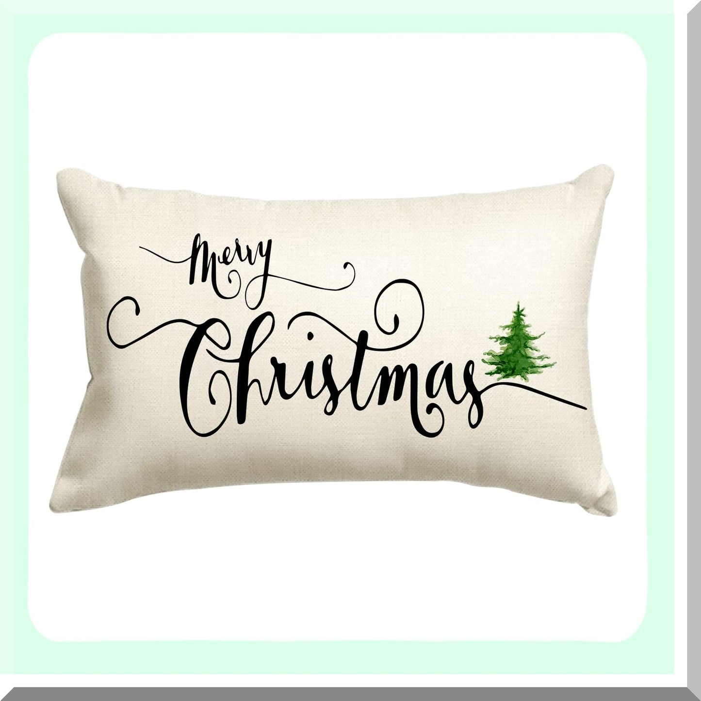 Merry Tree Linen Cushion Cover - White 12x20 Inch - Sofa Chair Home Decoration - Throw Pillow Case - Pillow Covers