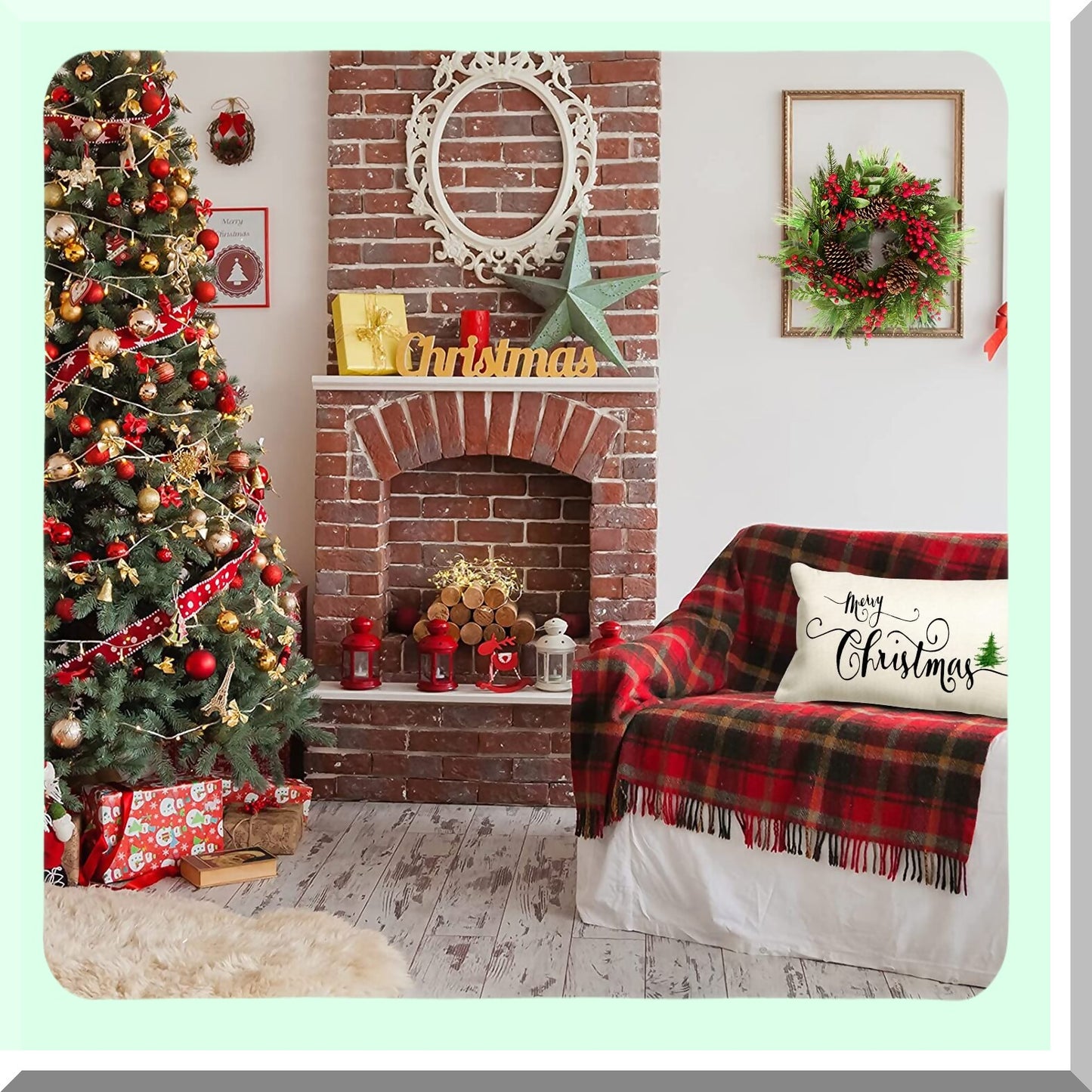 Merry Tree Linen Cushion Cover - White 12x20 Inch - Sofa Chair Home Decoration - Throw Pillow Case - Pillow Covers
