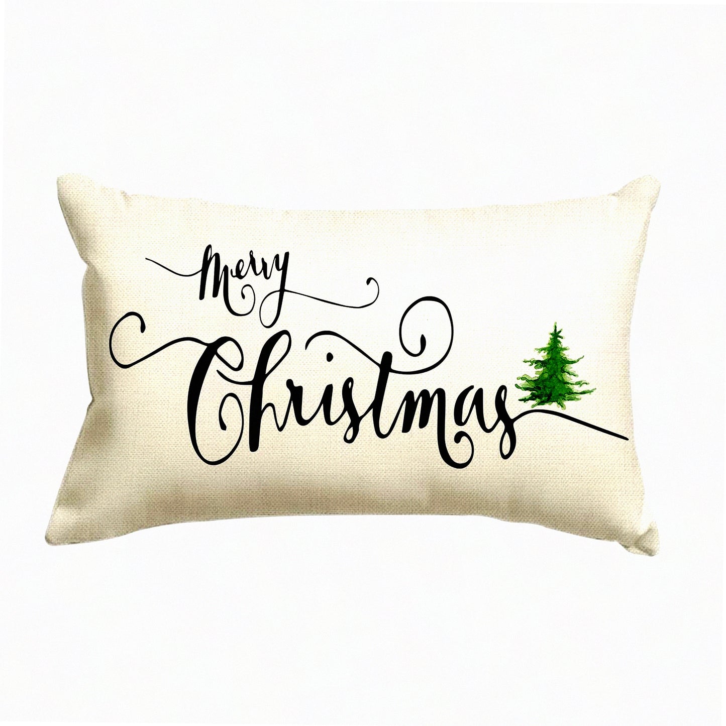 Merry Tree Linen Cushion Cover - White 12x20 Inch - Sofa Chair Home Decoration - Throw Pillow Case - Pillow Covers