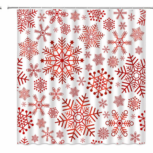 Snowflake Red Xmas Shower Curtain 70x70