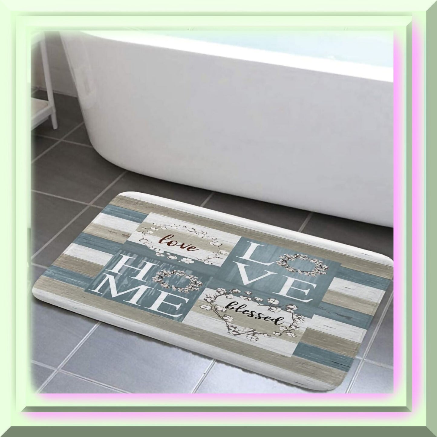 Rustic Cotton Flower Bath Mat 17x29 Inches