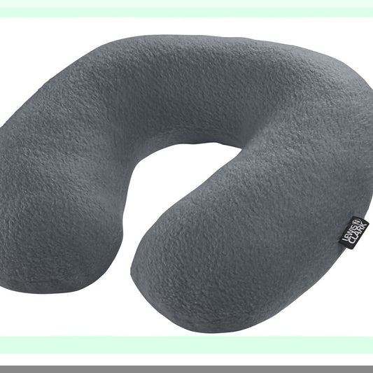 AirCloud Comfort Travel Neck Pillow - Airplane Cervical Support for Kids & Adults - Contour Gray Pillow with Neck Support - Portable & Soft