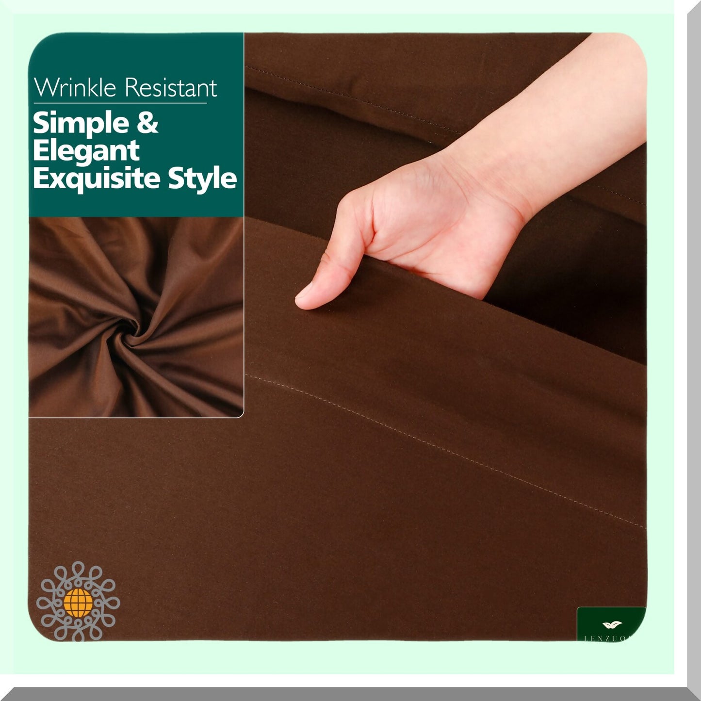 CoolCotton Deep Pocket 4-Piece Bed Sheet Set - Sateen Weave, Breathable & Cooling - Choco Brown Queen Sheets - Elastic All Around - 100% Natural