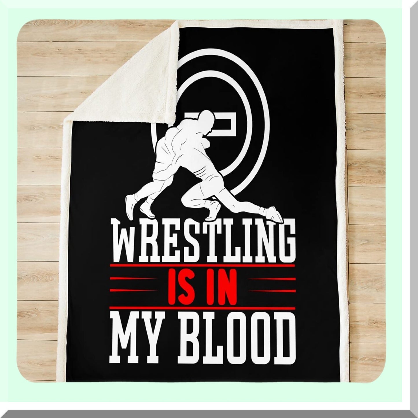 GrappleCozy Sports Theme Sherpa Throw Blanket - Plush, Breathable, Fuzzy Flannel for Kids, Women, Men - Wrestler Decor, Black & White, 50"x60"