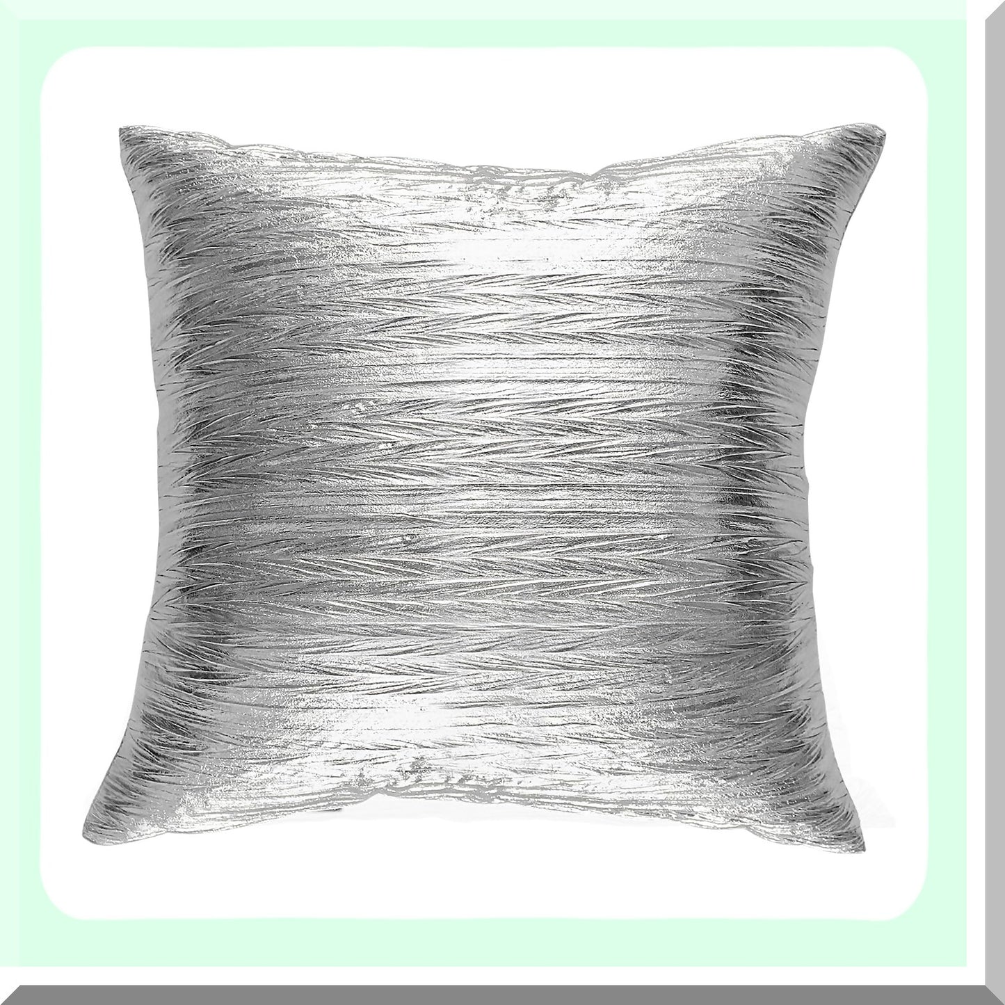 Silver Stripe Luxury Decor Pillowcase - Modern Square Cushion Cover for Living Room Sofa Couch Bed - 18x18 Inch