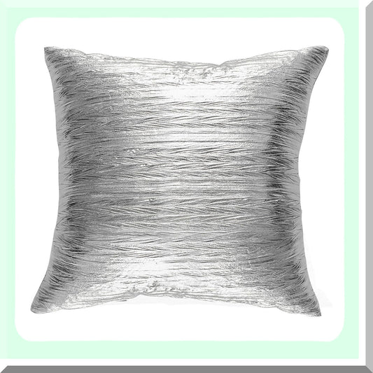 Silver Stripe Luxury Decor Pillowcase - Modern Square Cushion Cover for Living Room Sofa Couch Bed - 18x18 Inch