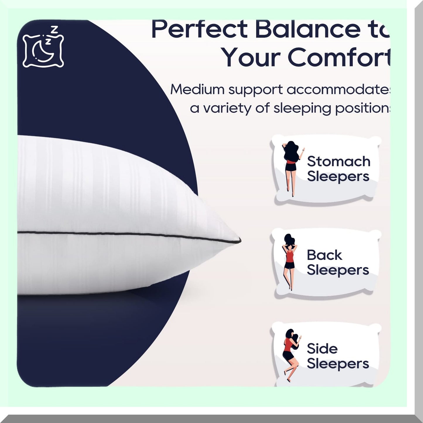 SleepLux Down Alternative Bed Pillows - Set of 2 Standard Size Hotel Collection Pillows for Side, Back, and Stomach Sleepers - Soft and Cozy 20 X 26