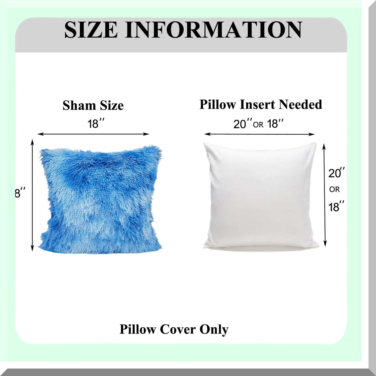 Luxury Fluffy Navy Throw Pillow Set - 2 Pack Decorative Cushion Covers, Colorful Fuzzy Series for Home Decor, 18''x18'' Size