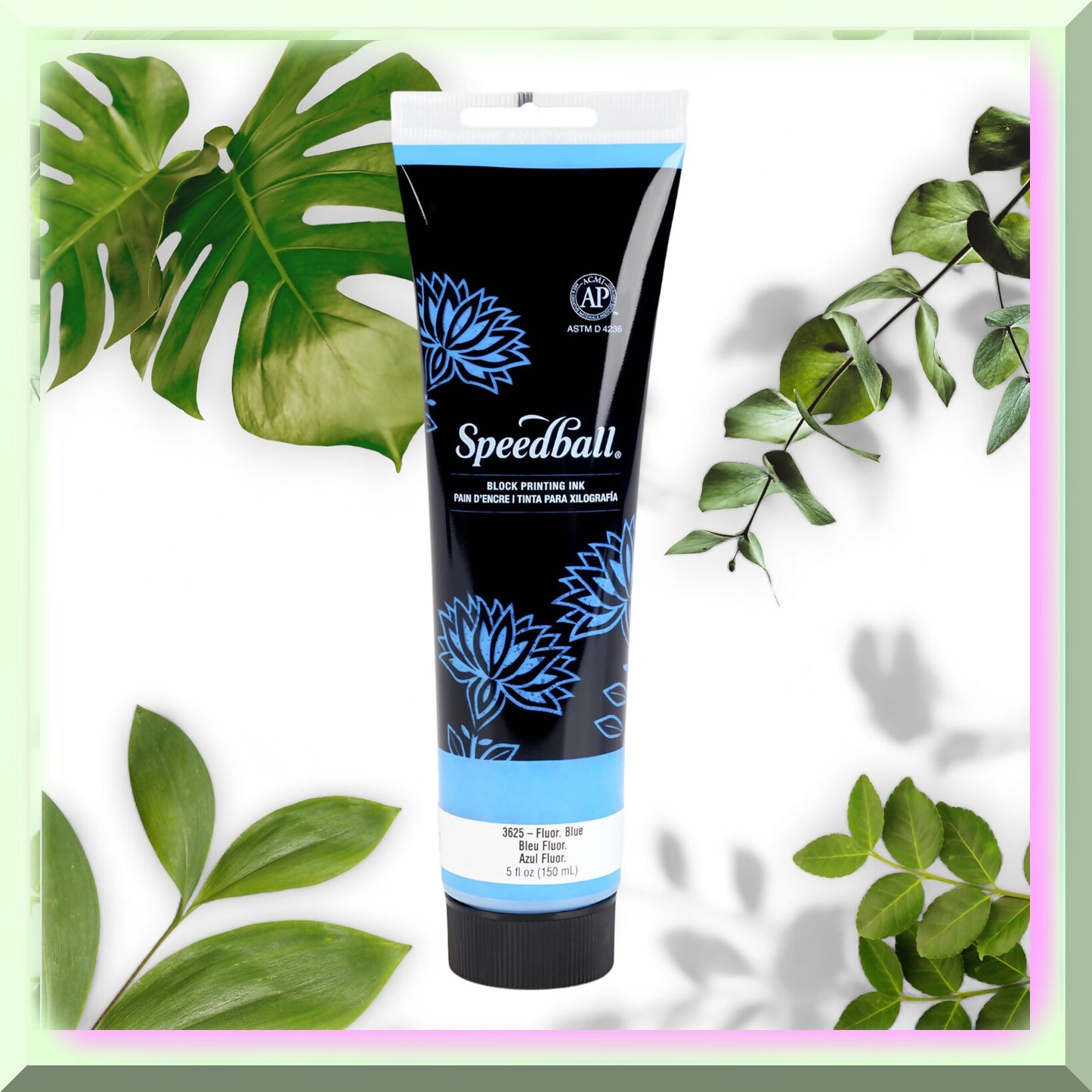 GlowWave Fluorescent Blue Water-Soluble Block Printing Ink 5oz