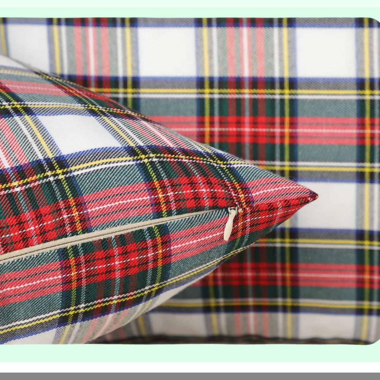 Farmhouse Plaid Pillow Covers Set - Scottish Tartan Cushion Cases, Red & White, 18x18 Inches - Cozy Polyester Home Decor Accent for Sofa & Bed