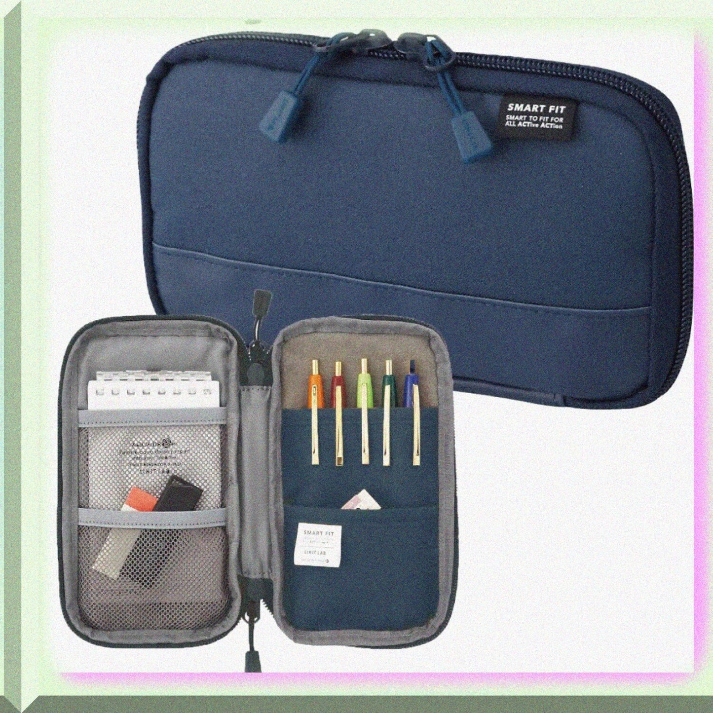 Compact Water-Resistant Pen Case Navy 3.5"x6.5"