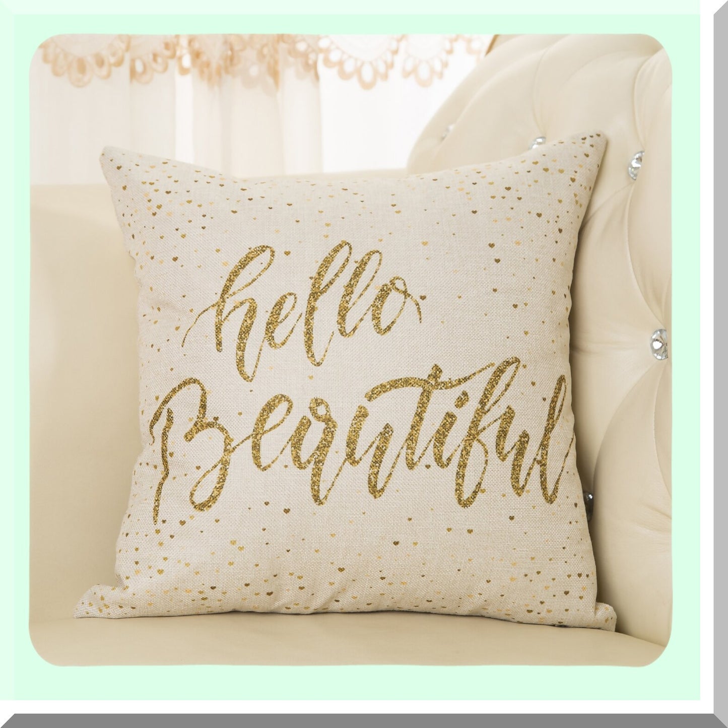Beautiful Girly Inspirational Quote Pillow Covers - 18x18 Decorative Cushion Case for Sofa Couch - Nursery Decoration - Cotton Linen Home Decor