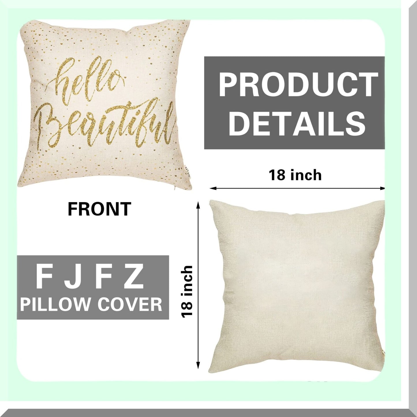 Beautiful Girly Inspirational Quote Pillow Covers - 18x18 Decorative Cushion Case for Sofa Couch - Nursery Decoration - Cotton Linen Home Decor