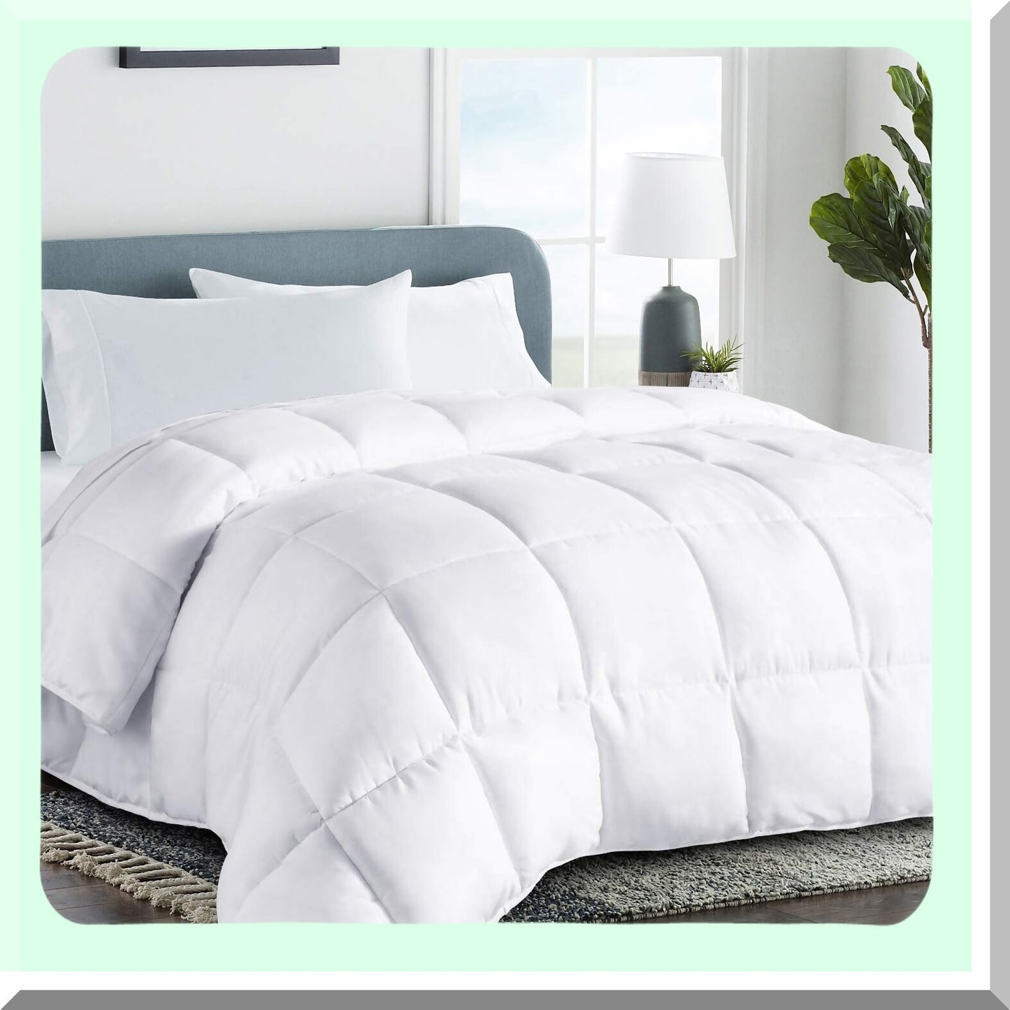 Arctic Breeze Queen Size All Season Cooling Comforter - Soft Luxury Hotel Duvet Insert with Corner Tabs - Winter Warmth - Reversible Quilted Down Alternative - White