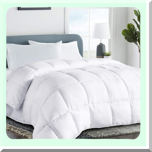 Arctic Breeze Queen Size All Season Cooling Comforter - Soft Luxury Hotel Duvet Insert with Corner Tabs - Winter Warmth - Reversible Quilted Down Alternative - White