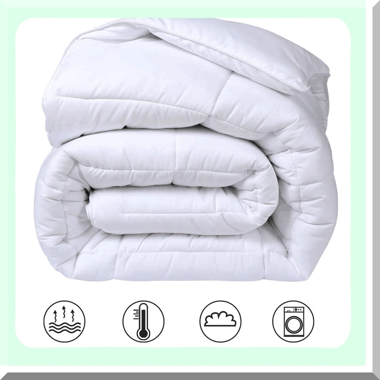 Arctic Breeze Queen Size All Season Cooling Comforter - Soft Luxury Hotel Duvet Insert with Corner Tabs - Winter Warmth - Reversible Quilted Down Alternative - White