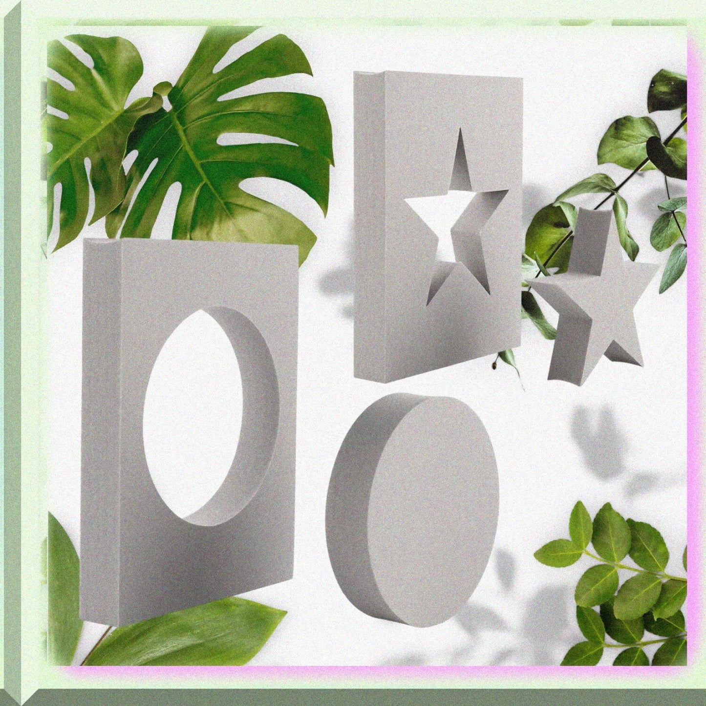 2PCS Gray Foam Stamping Blocks Circle and Star 11 Inches