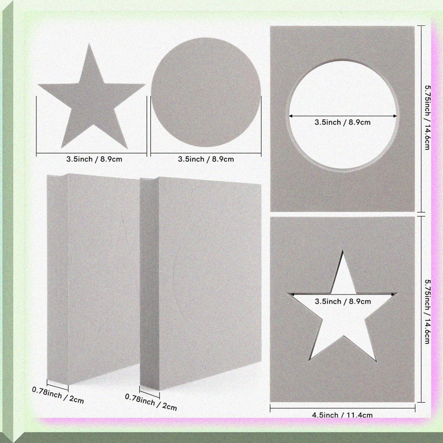 2PCS Gray Foam Stamping Blocks Circle and Star 11 Inches