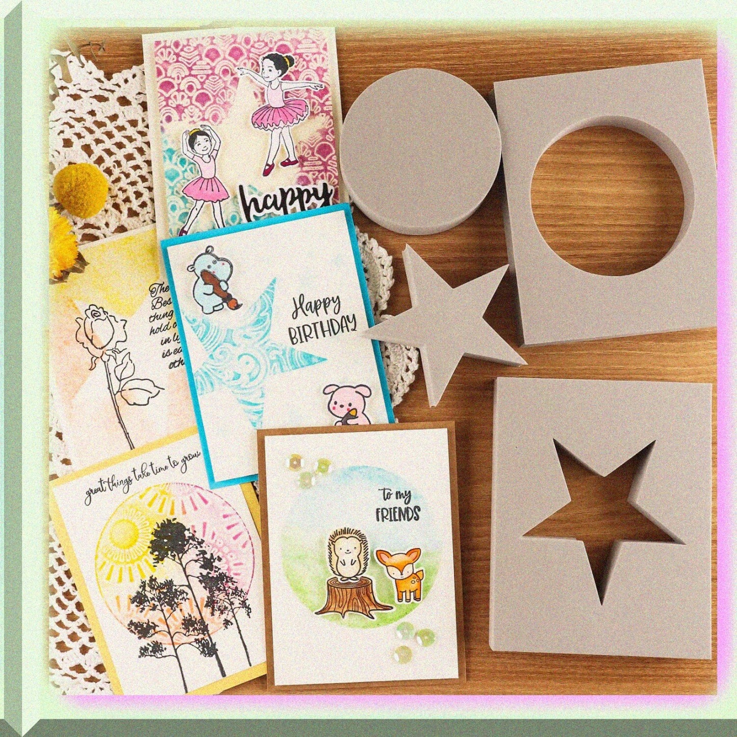 2PCS Gray Foam Stamping Blocks Circle and Star 11 Inches