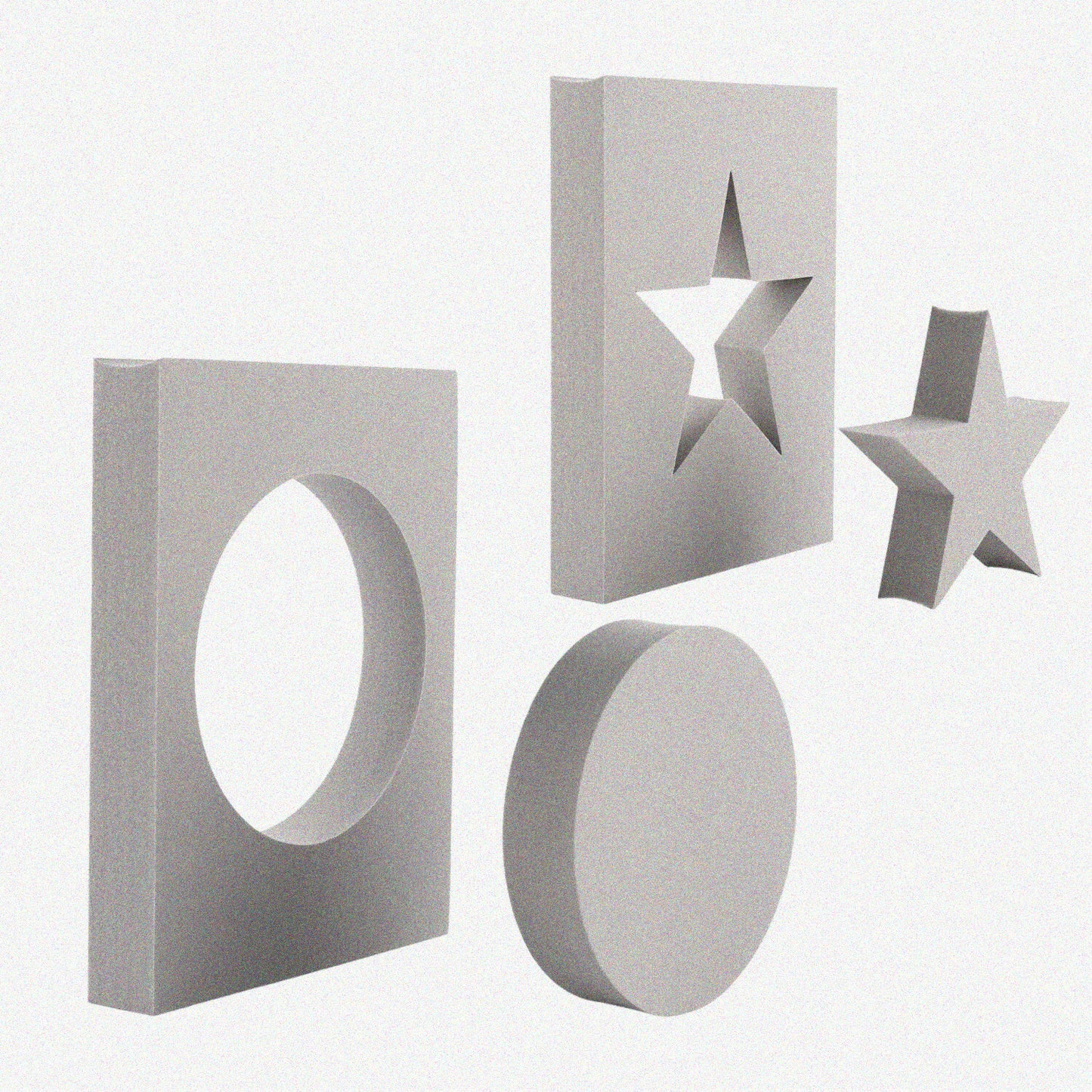 2PCS Gray Foam Stamping Blocks Circle and Star 11 Inches