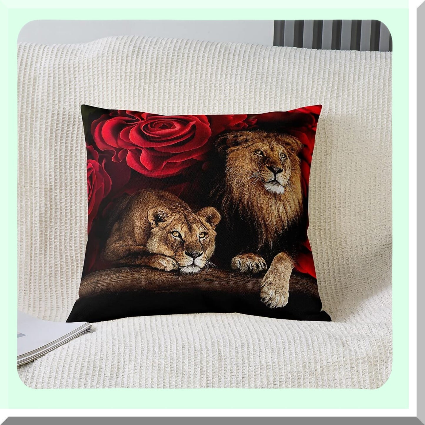 Floral Animal Print Pillow Covers - Teen Bedroom Decor Set - Modern Cushion Cases for Sofa Couch - Rose Flower Throw Pillow Covers 16x16 - Pack of 2