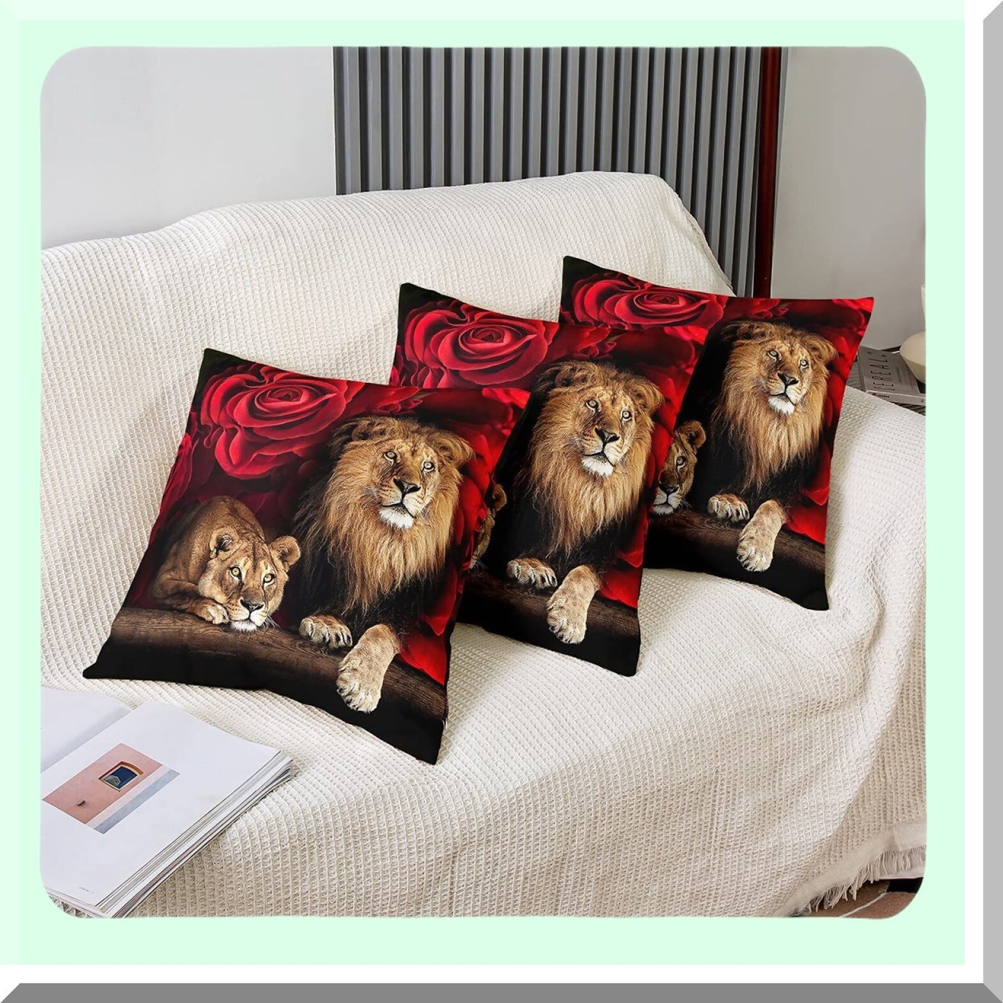 Floral Animal Print Pillow Covers - Teen Bedroom Decor Set - Modern Cushion Cases for Sofa Couch - Rose Flower Throw Pillow Covers 16x16 - Pack of 2