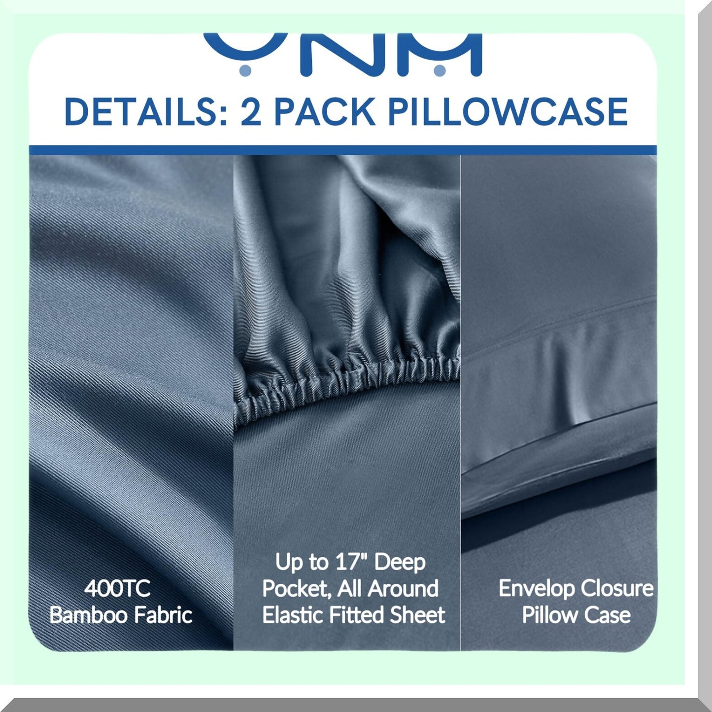 Bamboo Bliss Pillowcase Set - 100% Bamboo, 2 Pack, 21''x40'', Blue Grey - Hypoallergenic, Cooling, Silky Smooth, Eco-Friendly, Breathable