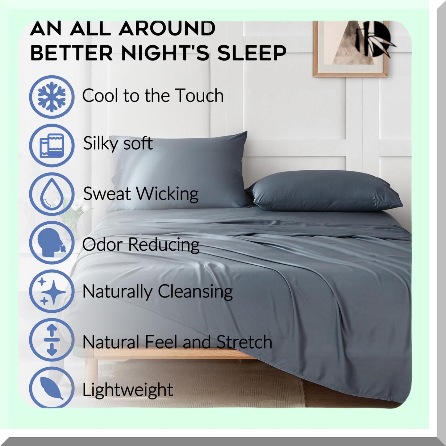 Bamboo Bliss Pillowcase Set - 100% Bamboo, 2 Pack, 21''x40'', Blue Grey - Hypoallergenic, Cooling, Silky Smooth, Eco-Friendly, Breathable