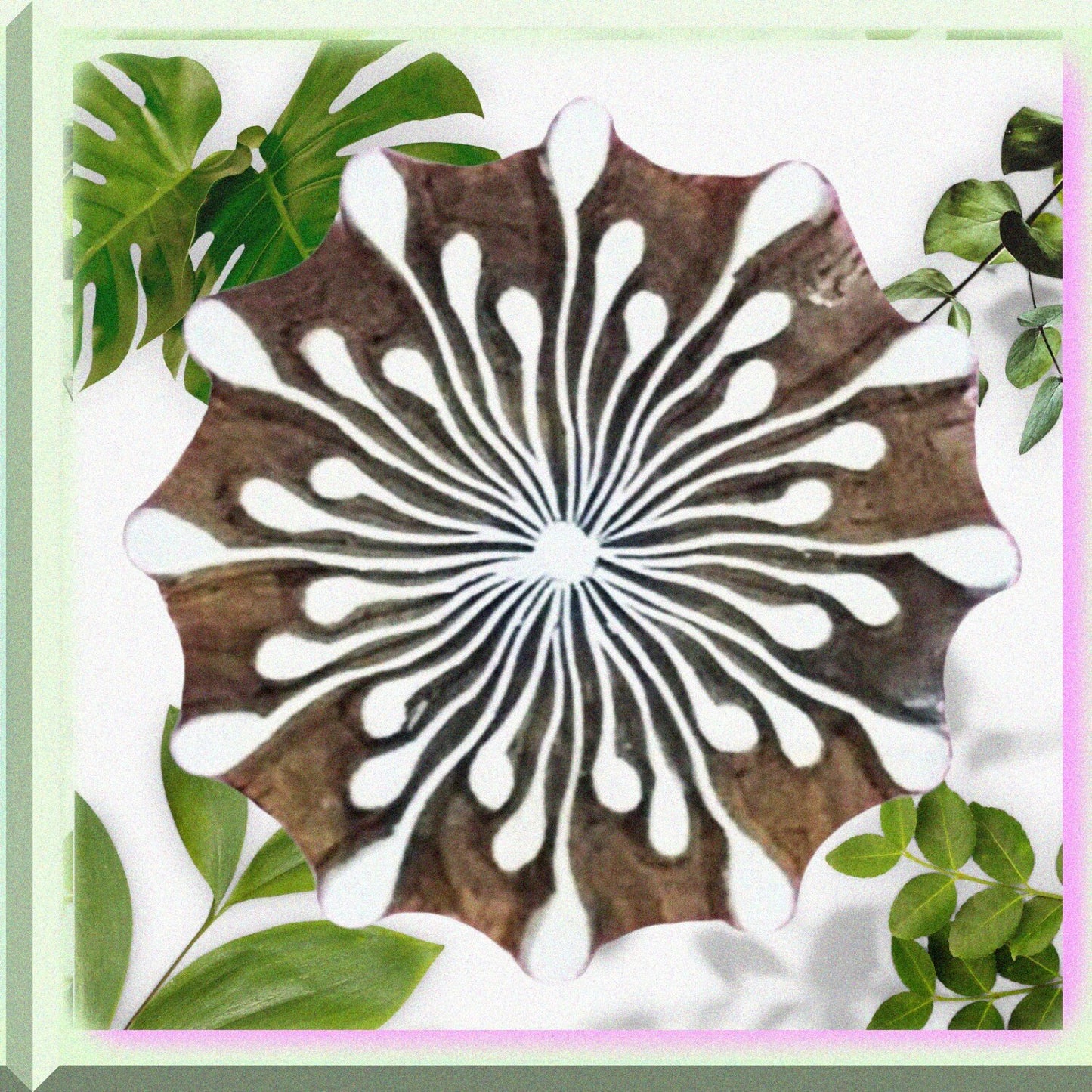 Stylised Flower Wooden Printing Block 3.5 inches