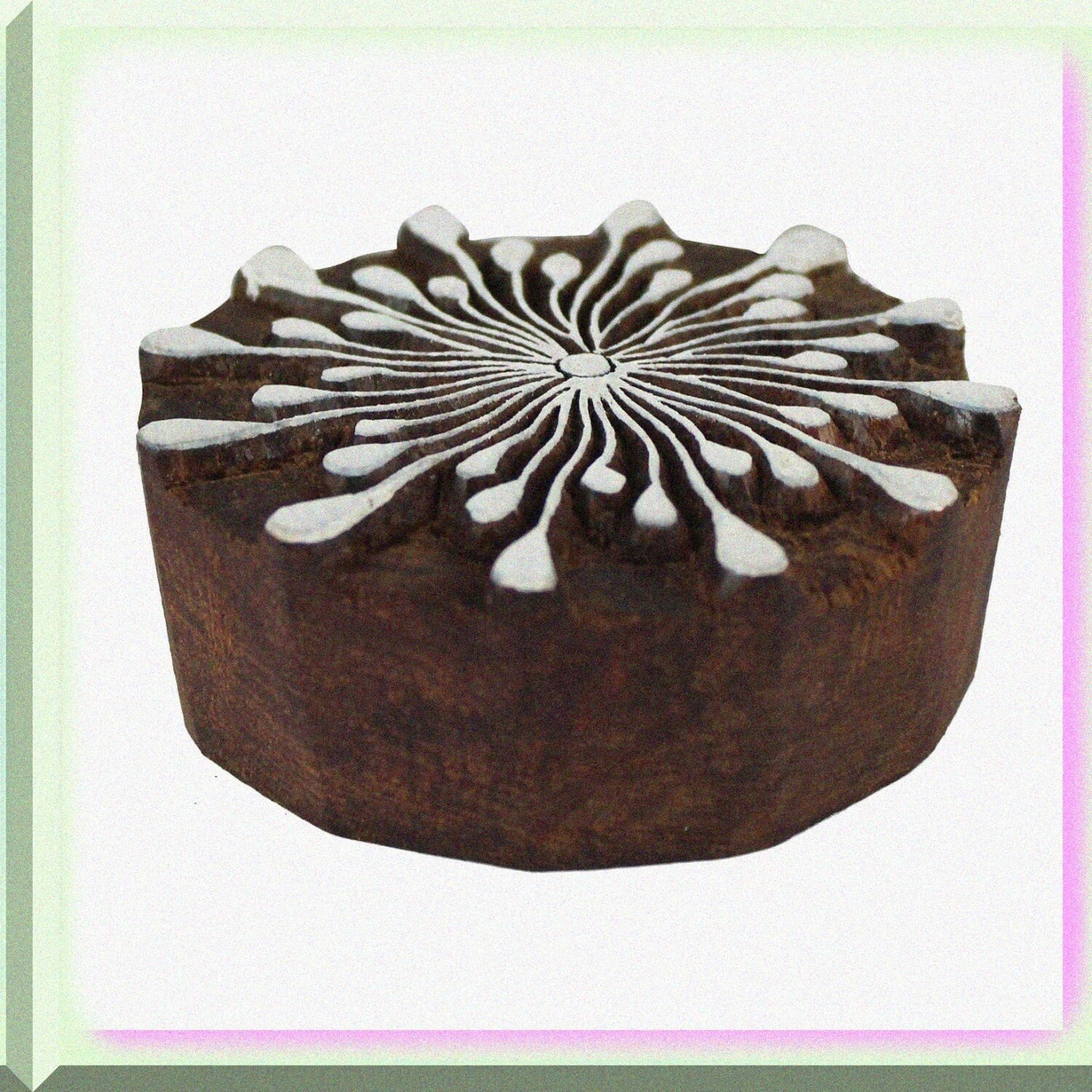 Stylised Flower Wooden Printing Block 3.5 inches
