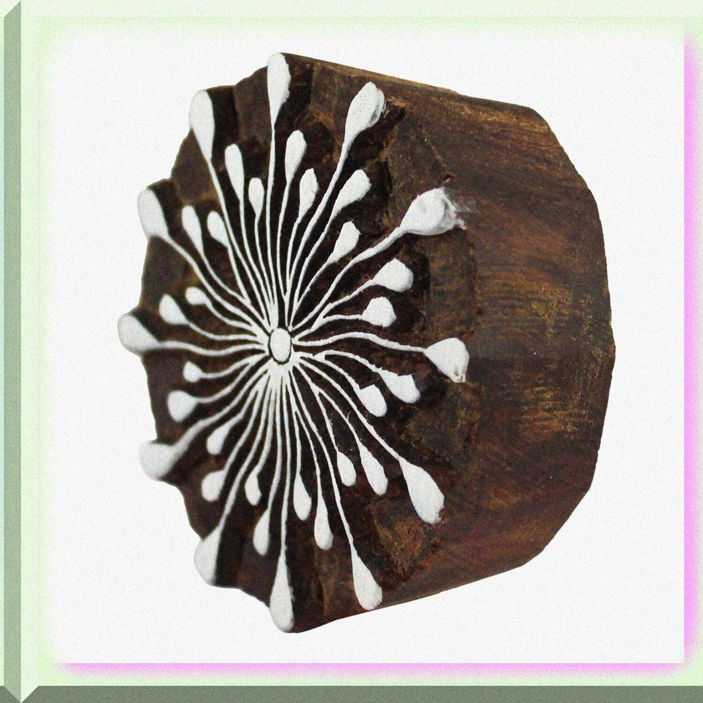 Stylised Flower Wooden Printing Block 3.5 inches